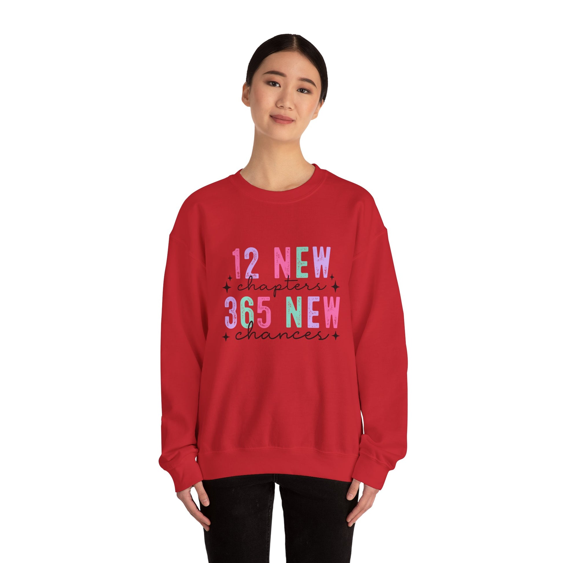 12 New Chapters 365 New Chances Unisex Crewneck Sweatshirt - Inspirational Sweatshirt for New Beginnings - Ileana Marie Designs