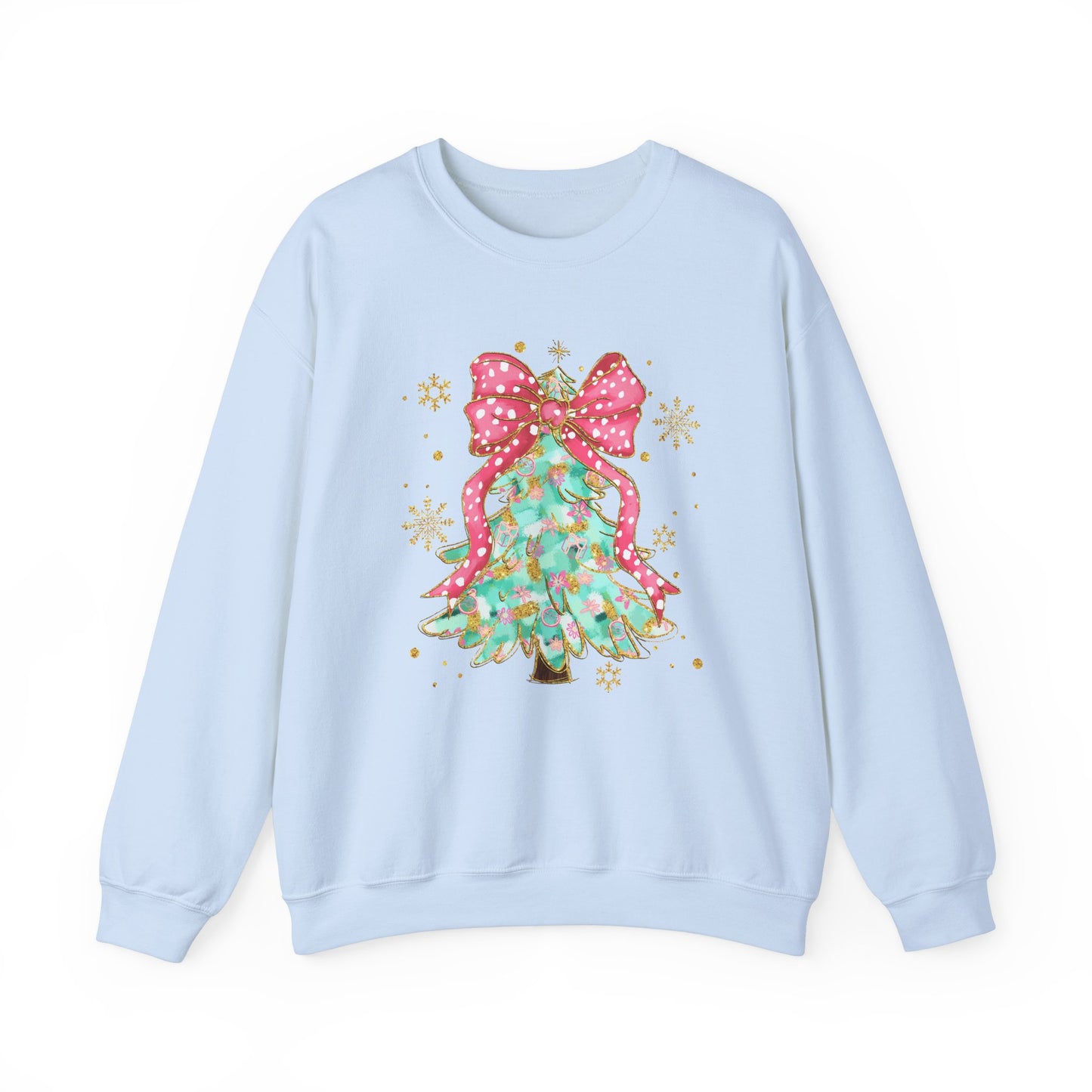 Christmas Tree Crewneck Sweatshirt with Bow | Unisex Holiday Sweatshirt - Ileana Marie Designs