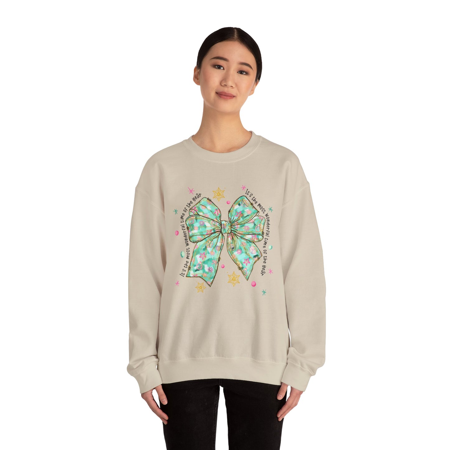 Festive Bow Crewneck Sweatshirt - Perfect for Christmas and Holiday Gatherings - Ileana Marie Designs