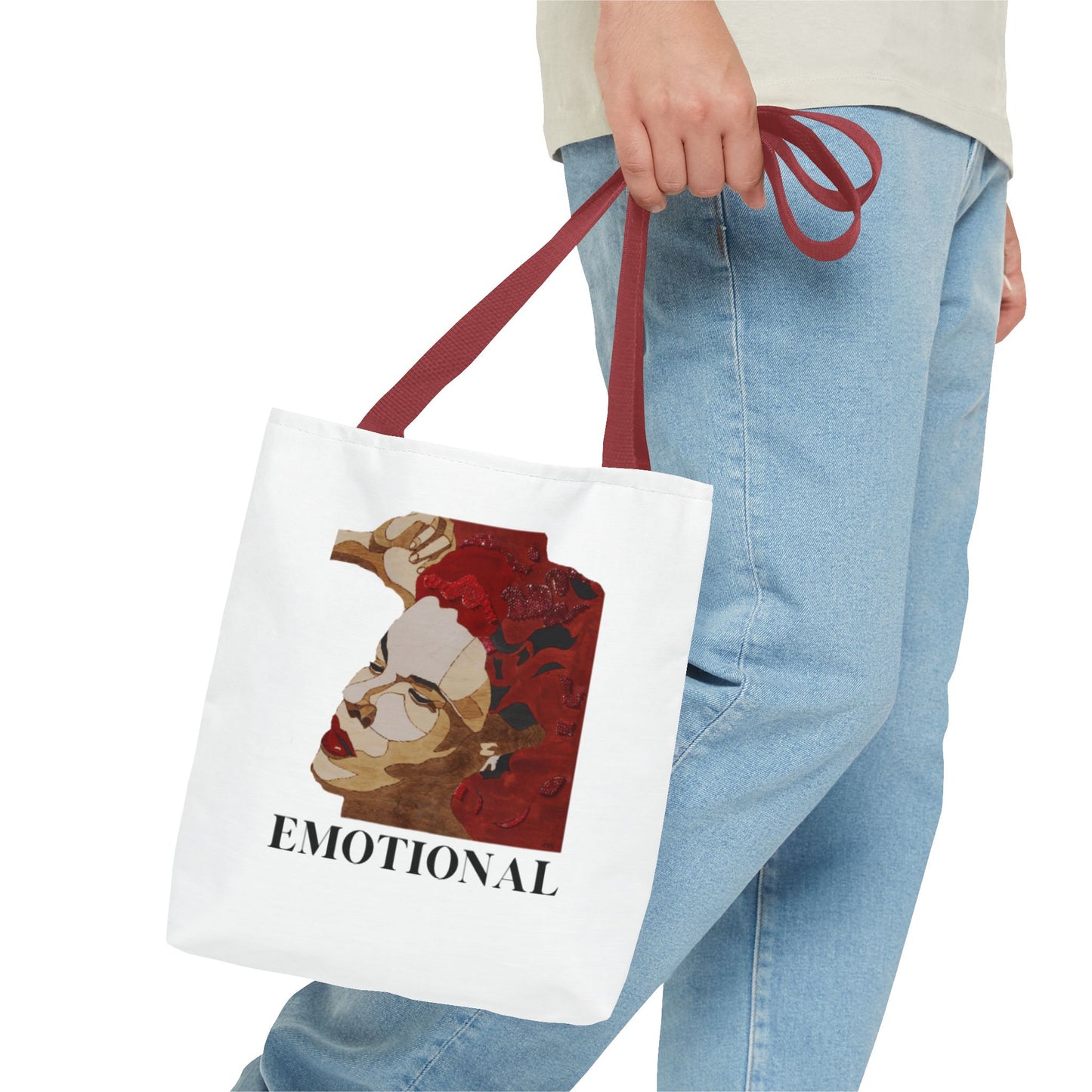 Emotional Art Tote Bag, Stylish Grocery Bag, Motivational Gift, Eco-Friendly Shopping Tote, Unique Canvas Handbag