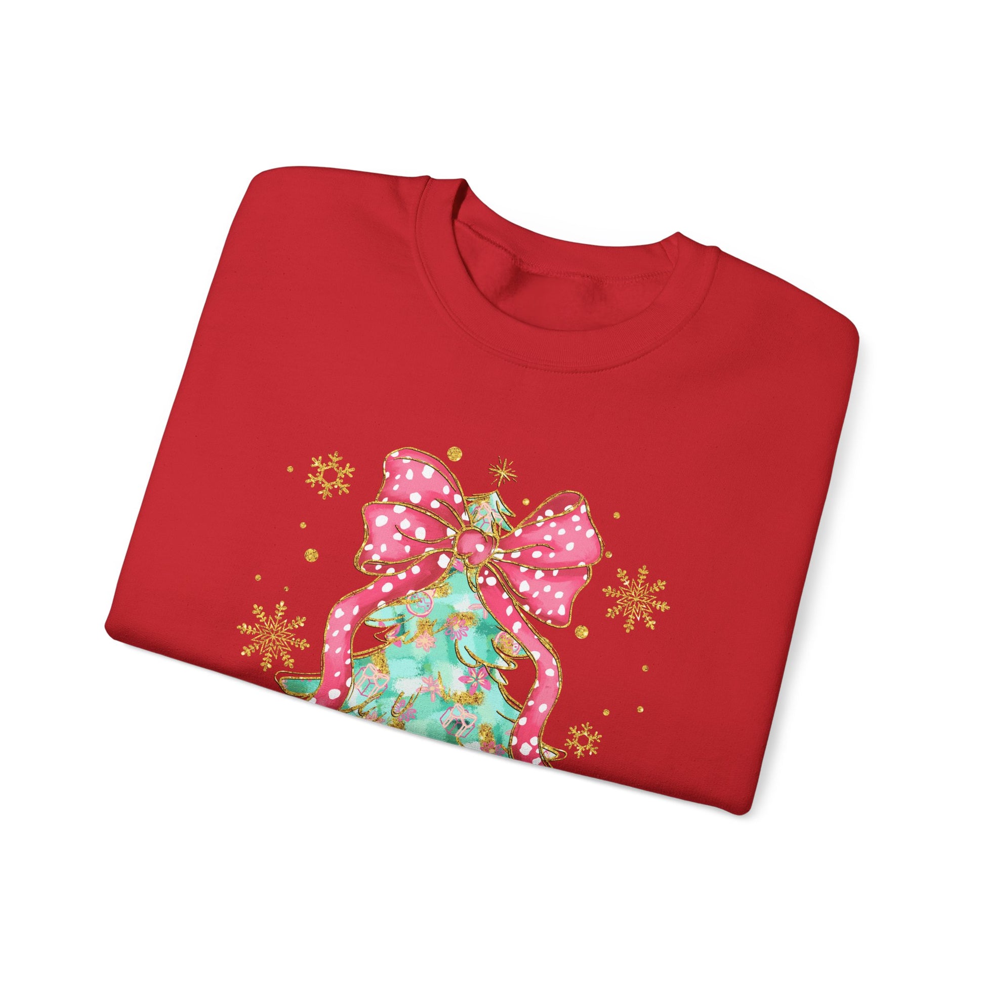 Christmas Tree Crewneck Sweatshirt with Bow | Unisex Holiday Sweatshirt - Ileana Marie Designs