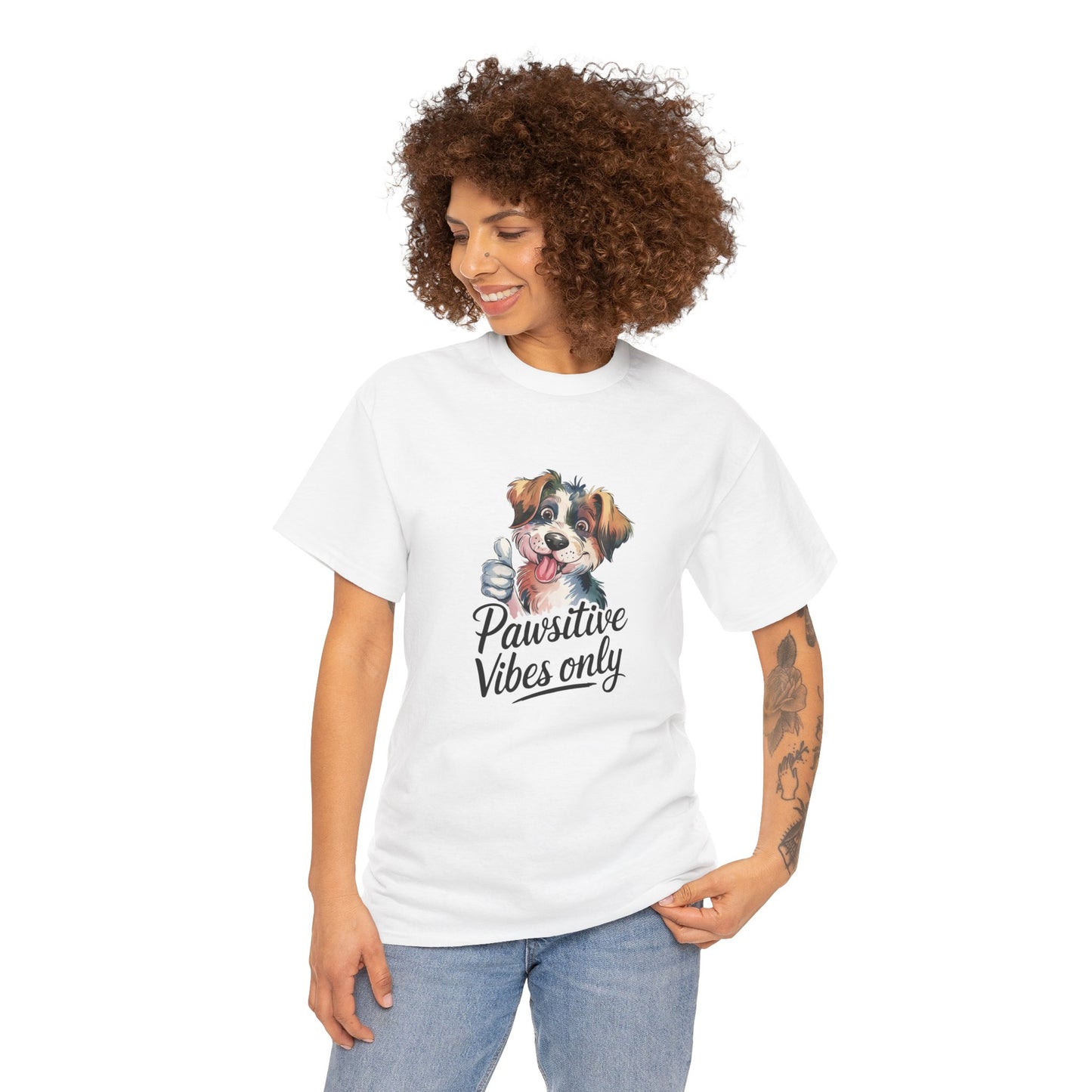 Pawsitive Vibes Only Unisex Heavy Cotton Tee - Ileana Marie Designs