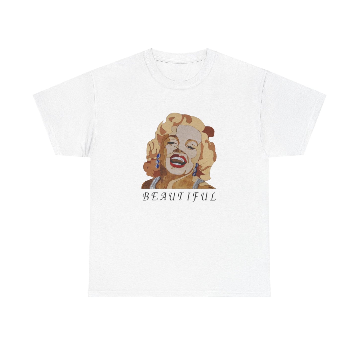 Marilyn Monroe 'Beautiful' Unisex Heavy Cotton Tee, Vintage Aesthetic Shirt, Pop Culture Apparel, Gift for Her, Trendy Graphic Tee