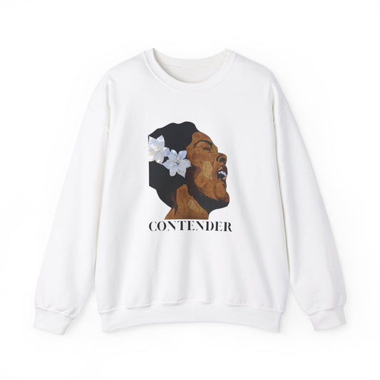 Contender Sweatshirt - Empowering Unisex Crewneck, Comfortable Everyday Wear, Perfect Gift for Music Lovers, Inspirational Quote, Unique Art